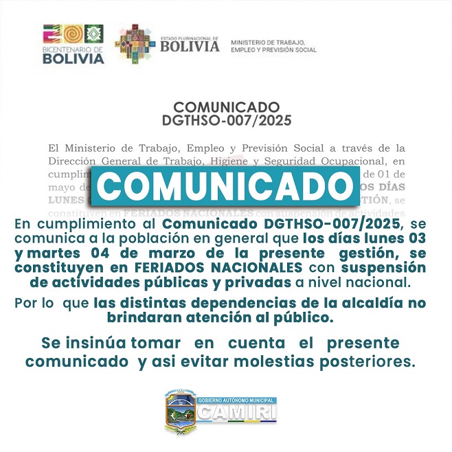 COMUNICADO FERIADO 1